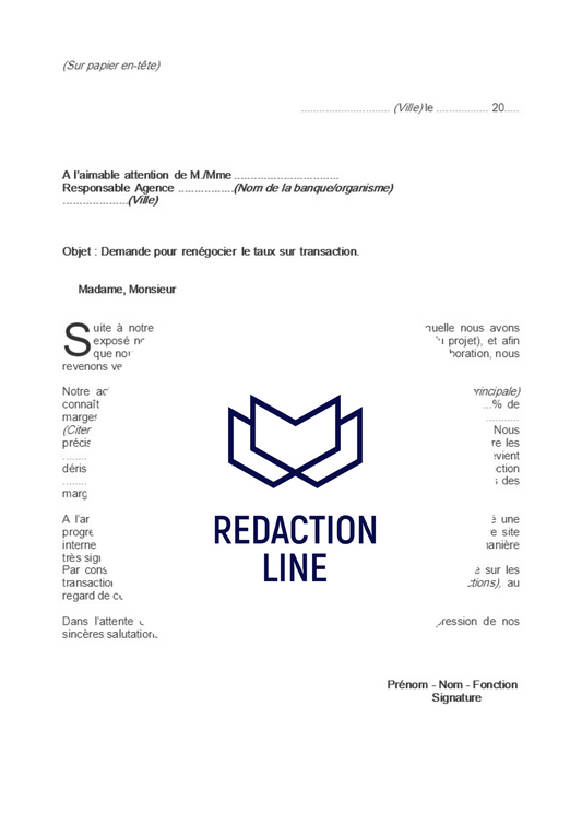 Lettre de demande de négociation de taux