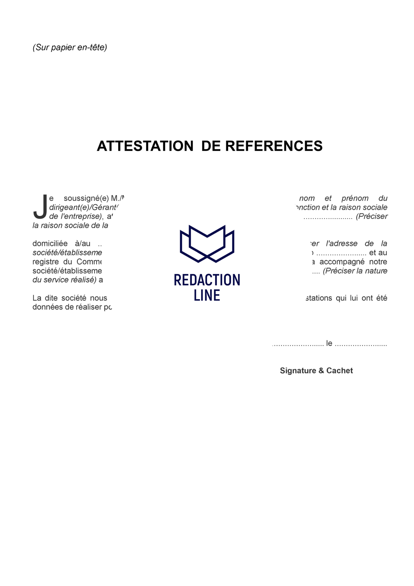 Attestation de Références