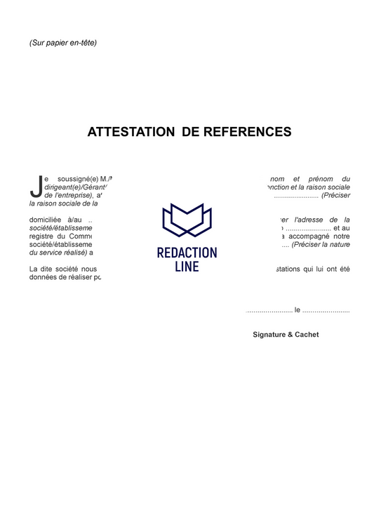 Attestation de Références