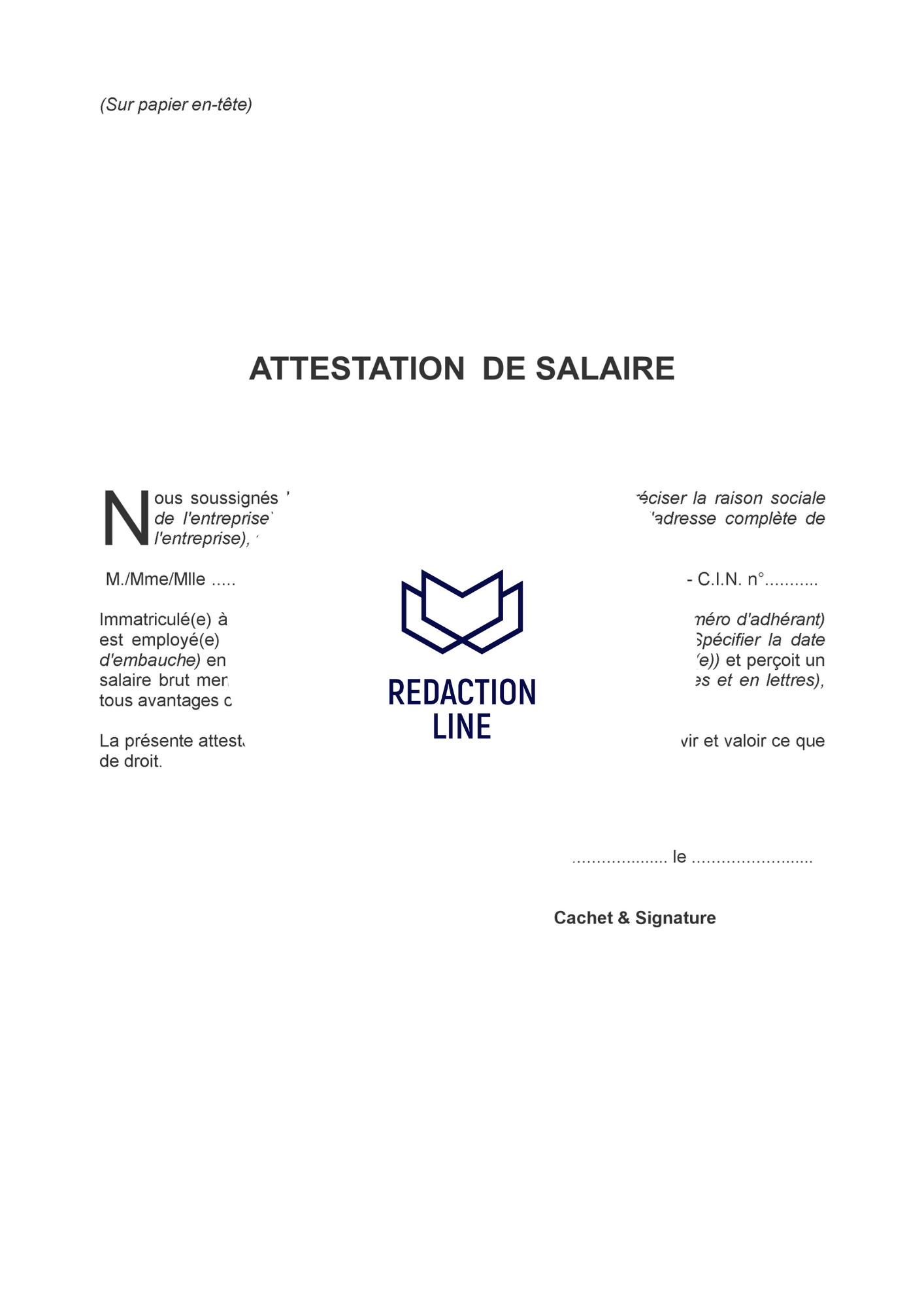 Attestation de Salaire