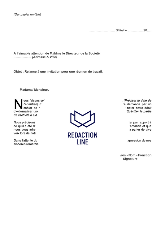 Lettre pour confirmation de partenariat par cahier de charges