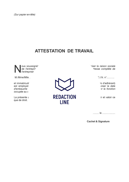 Attestation de Travail