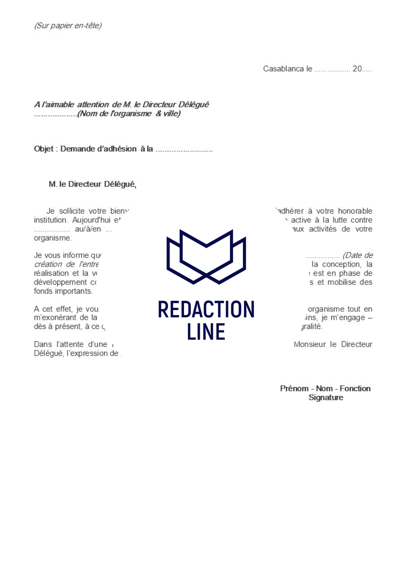 Lettre de demande d'exonération de cotisation