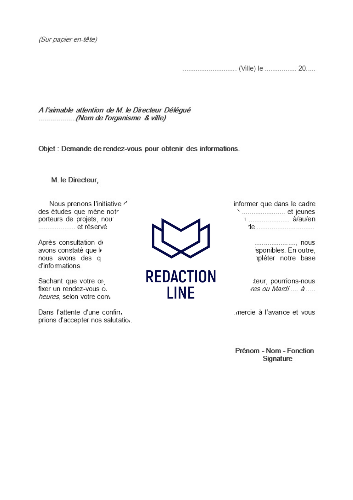 Lettre de demande de rendez-vous pour des informations